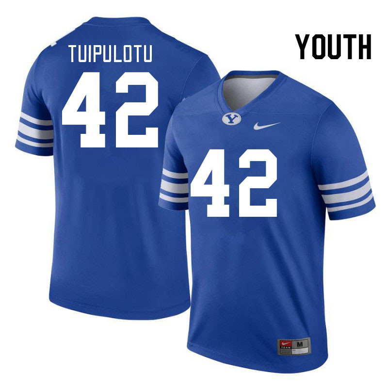 Youth #42 Petey Tuipulotu BYU Cougars College Football Jerseys Stitched-Royal - Click Image to Close